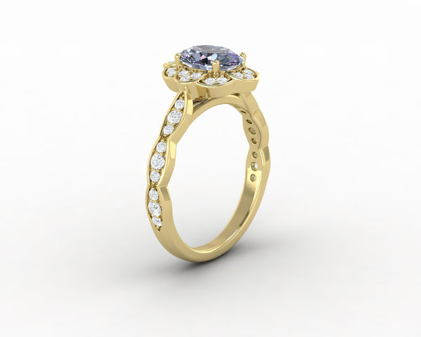 Vivienne 1.5ct Oval Grey Moissanite Engagement Ring
