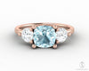 Orion Three Stone 1.5ct Cushion Cut Natural Aquamarine Engagement Ring