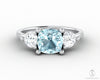 Orion Three Stone 1.5ct Cushion Cut Natural Aquamarine Engagement Ring