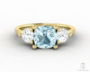 Orion Three Stone 1.5ct Cushion Cut Natural Aquamarine Engagement Ring