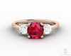 Orion Three Stone 1.35 Ct Round Cut Ruby Engagement Ring