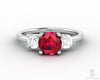 Orion Three Stone 1.35 Ct Round Cut Ruby Engagement Ring