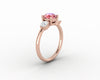 Orion Three Stone 1.5 Ct Round Cut Champagne Peach Sapphire Engagement Ring