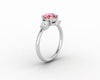 Orion Three Stone 1.5 Ct Round Cut Champagne Peach Sapphire Engagement Ring