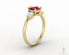 Orion Three Stone 1.35 Ct Round Cut Ruby Engagement Ring