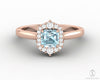 Juno 0.75 Ct Asscher Cut Halo Natural Aquamarine Engagement Ring