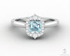 Juno 0.75 Ct Asscher Cut Halo Natural Aquamarine Engagement Ring