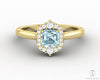 Juno 0.75 Ct Asscher Cut Halo Natural Aquamarine Engagement Ring