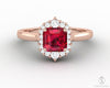 Juno 1.0 Ct Asscher Cut Halo Ruby Engagement Ring