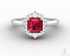 Juno 1.0 Ct Asscher Cut Halo Ruby Engagement Ring