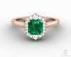 Juno 1.0 Ct Asscher Cut Halo Green Emerald Engagement Ring