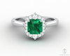 Juno 1.0 Ct Asscher Cut Halo Green Emerald Engagement Ring