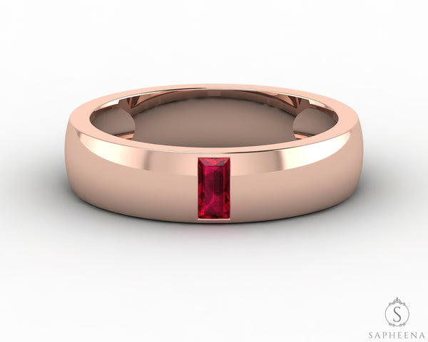 Mariana 4.5mm Men's Ruby Baguette Wedding Band