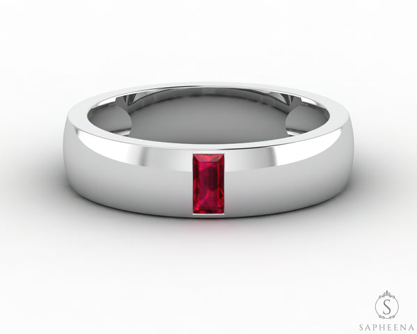 Mariana 4.5mm Men's Ruby Baguette Wedding Band