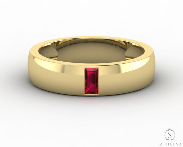 Mariana 4.5mm Men's Ruby Baguette Wedding Band