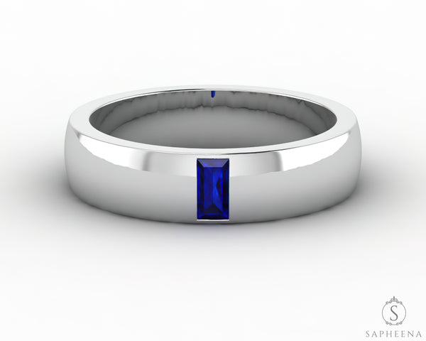 Mariana 4.5mm Men's Blue Sapphire Baguette Wedding Band