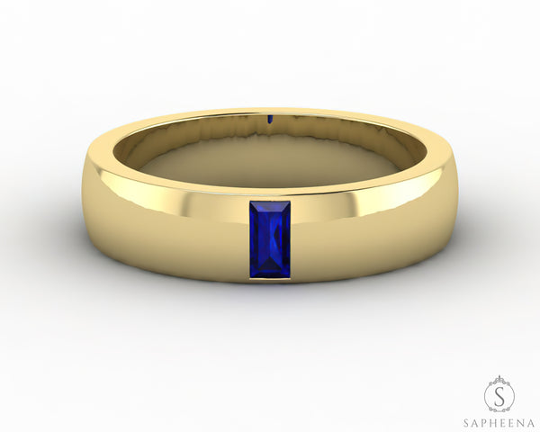 Mariana 4.5mm Men's Blue Sapphire Baguette Wedding Band