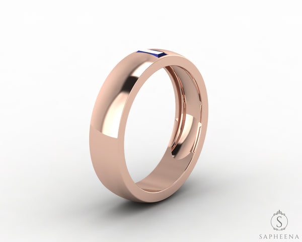 Mariana 4.5mm Men's Blue Sapphire Baguette Wedding Band