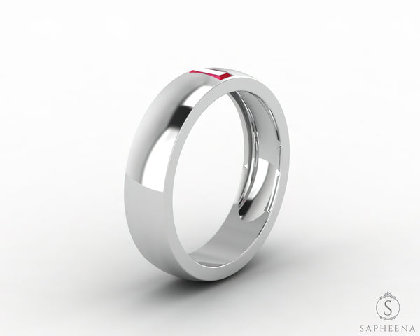Mariana 4.5mm Men's Ruby Baguette Wedding Band