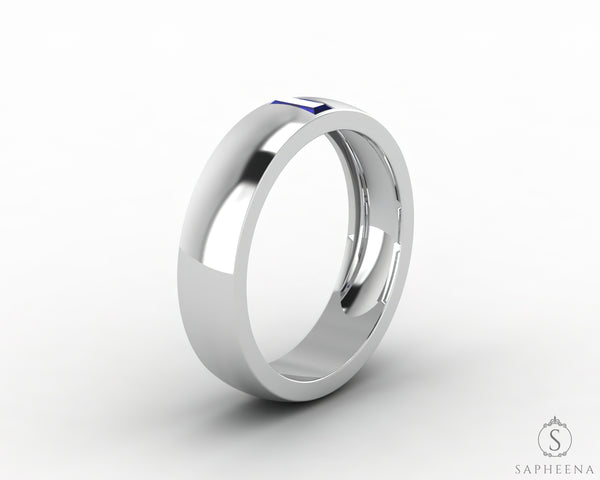 Mariana 4.5mm Men's Blue Sapphire Baguette Wedding Band