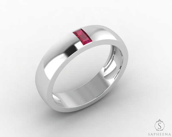 Mariana 4.5mm Men's Ruby Baguette Wedding Band