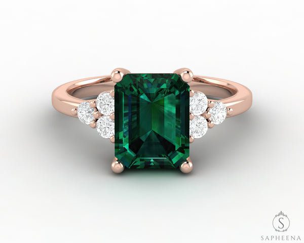 Astrid 2.0 Ct Emerald Cut Green Emerald Engagement Ring