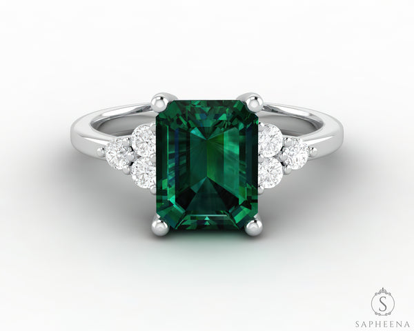 Astrid 2.0 Ct Emerald Cut Green Emerald Engagement Ring