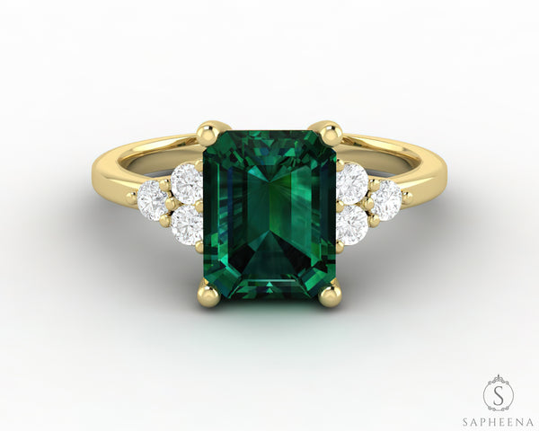 Astrid 2.0 Ct Emerald Cut Green Emerald Engagement Ring