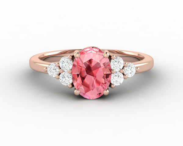 Astrid 1.65 Ct Oval Cut Champagne Peach Sapphire Engagement Ring