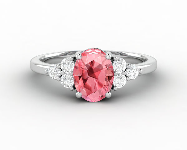 Astrid 1.65 Ct Oval Cut Champagne Peach Sapphire Engagement Ring