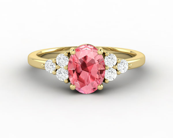 Astrid 1.65 Ct Oval Cut Champagne Peach Sapphire Engagement Ring