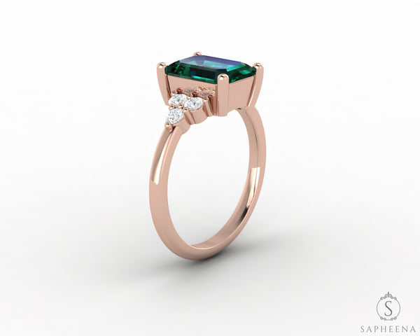 Astrid 2.0 Ct Emerald Cut Green Emerald Engagement Ring