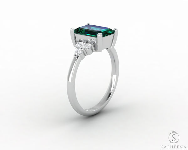 Astrid 2.0 Ct Emerald Cut Green Emerald Engagement Ring