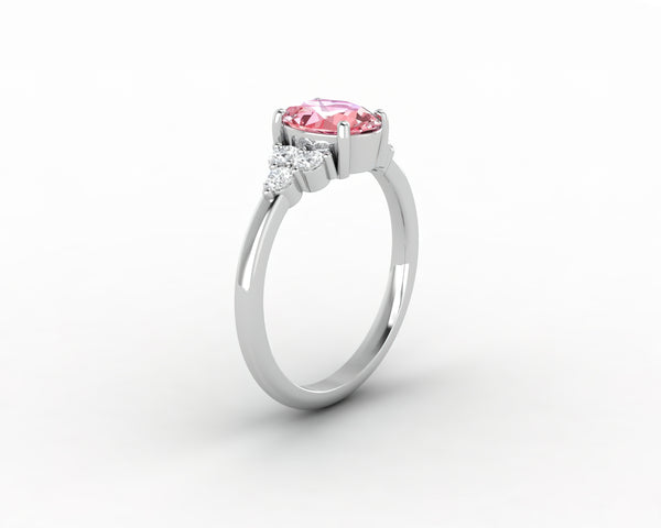 Astrid 1.65 Ct Oval Cut Champagne Peach Sapphire Engagement Ring