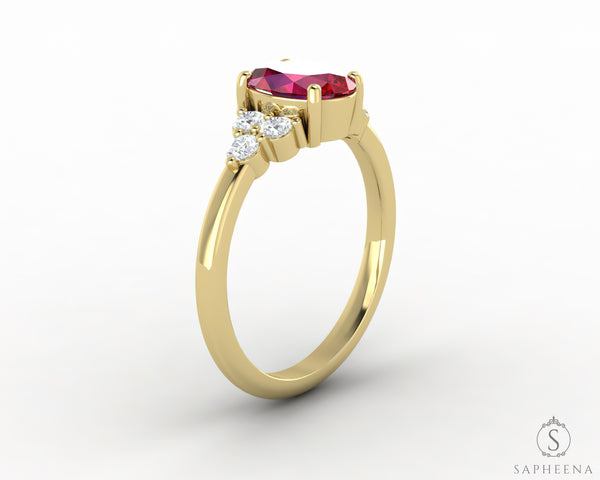 Astrid 1.7 Ct Oval Cut Ruby Engagement Ring