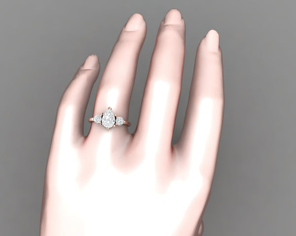 Orion Three Stone 1.20 Ct Pear Cut Engagement Ring