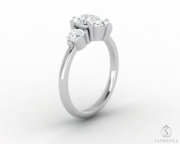 Orion Three Stone 1.20 Ct Pear Cut Engagement Ring