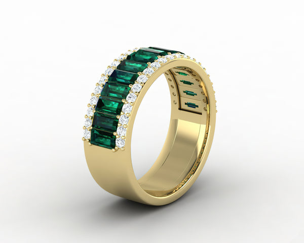 Serena 2.0 Ct Triple Row Green Emerald Half Eternity Wedding Band