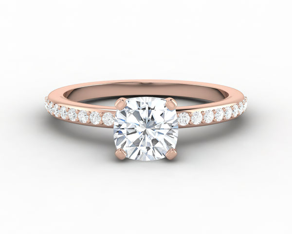 Eleonora 1.0 Ct Cushion Cut Engagement Ring with Side Stones