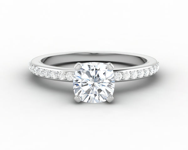 Eleonora 1.0 Ct Cushion Cut Engagement Ring with Side Stones