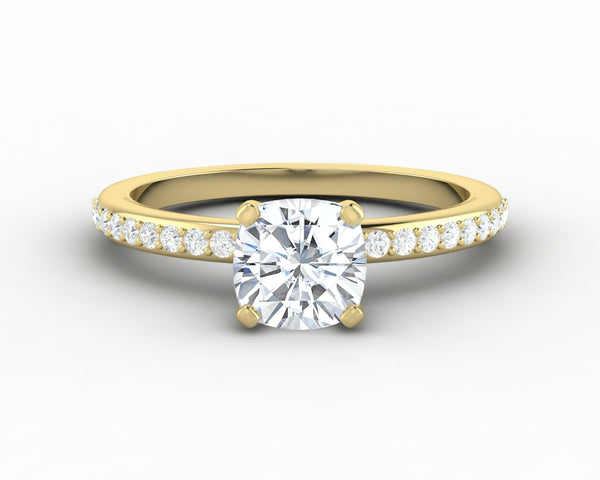 Eleonora 1.0 Ct Cushion Cut Engagement Ring with Side Stones