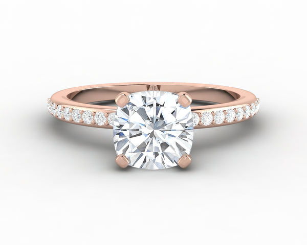 Eleonora 1.5 Ct Cushion Cut Engagement Ring with Side Stones