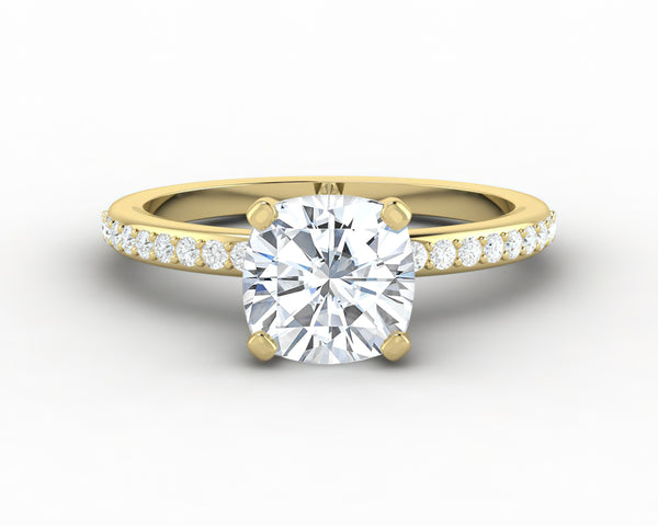 Eleonora 1.5 Ct Cushion Cut Engagement Ring with Side Stones