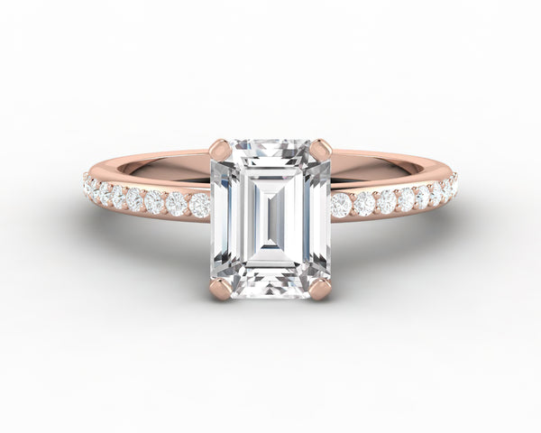 Eleonora 1.5 Ct Emerald Cut Engagement Ring with Side Stones