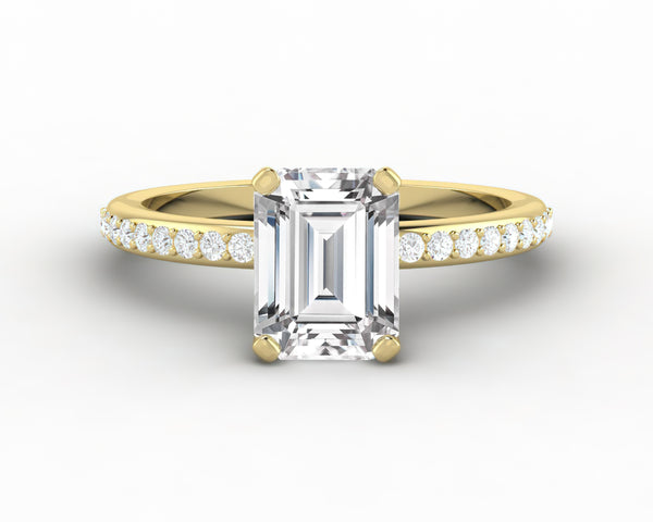 Eleonora 1.5 Ct Emerald Cut Engagement Ring with Side Stones