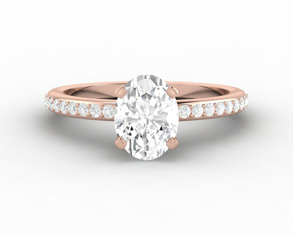 Eleonora 1.0 Ct Oval Cut Engagement Ring with Side Stones