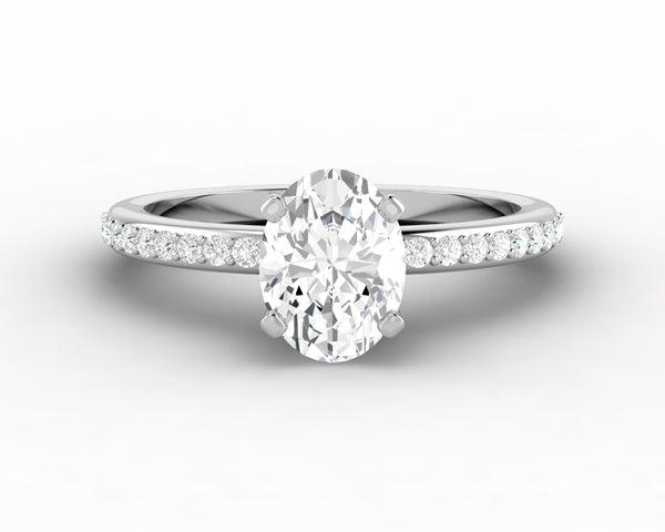 Eleonora 1.0 Ct Oval Cut Engagement Ring with Side Stones