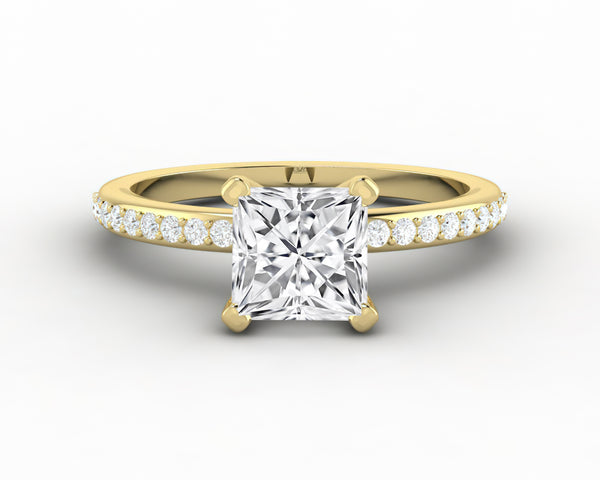 Eleonora 1.2 Ct Princess Cut Engagement Ring with Side Stones