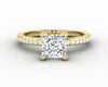 Eleonora 1.2 Ct Princess Cut Engagement Ring with Side Stones