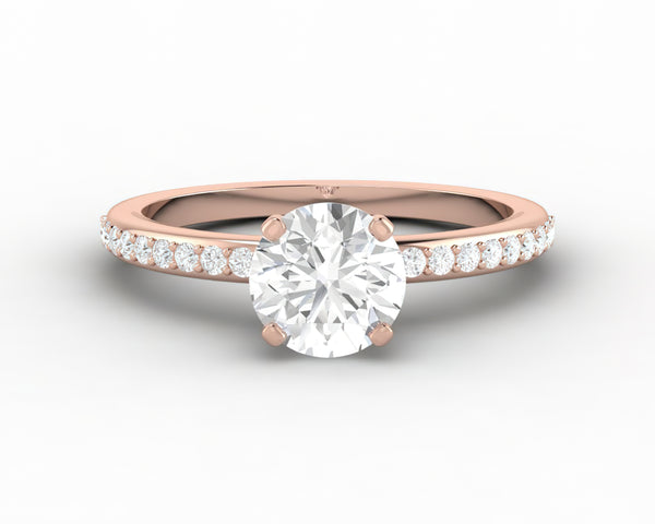 Eleonora 1.0 Ct Round Cut Engagement Ring with Side Stones